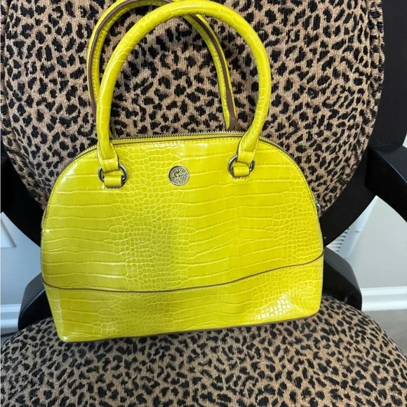 Anne Klein Yellow Croc-Embossed Satchel - Picture 5 of 7